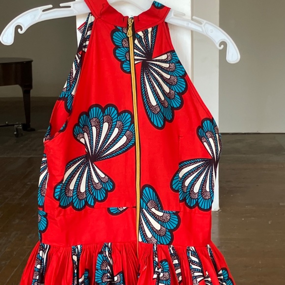 Red white and blue, African print halter style fit, and flare dress - Picture 7 of 7